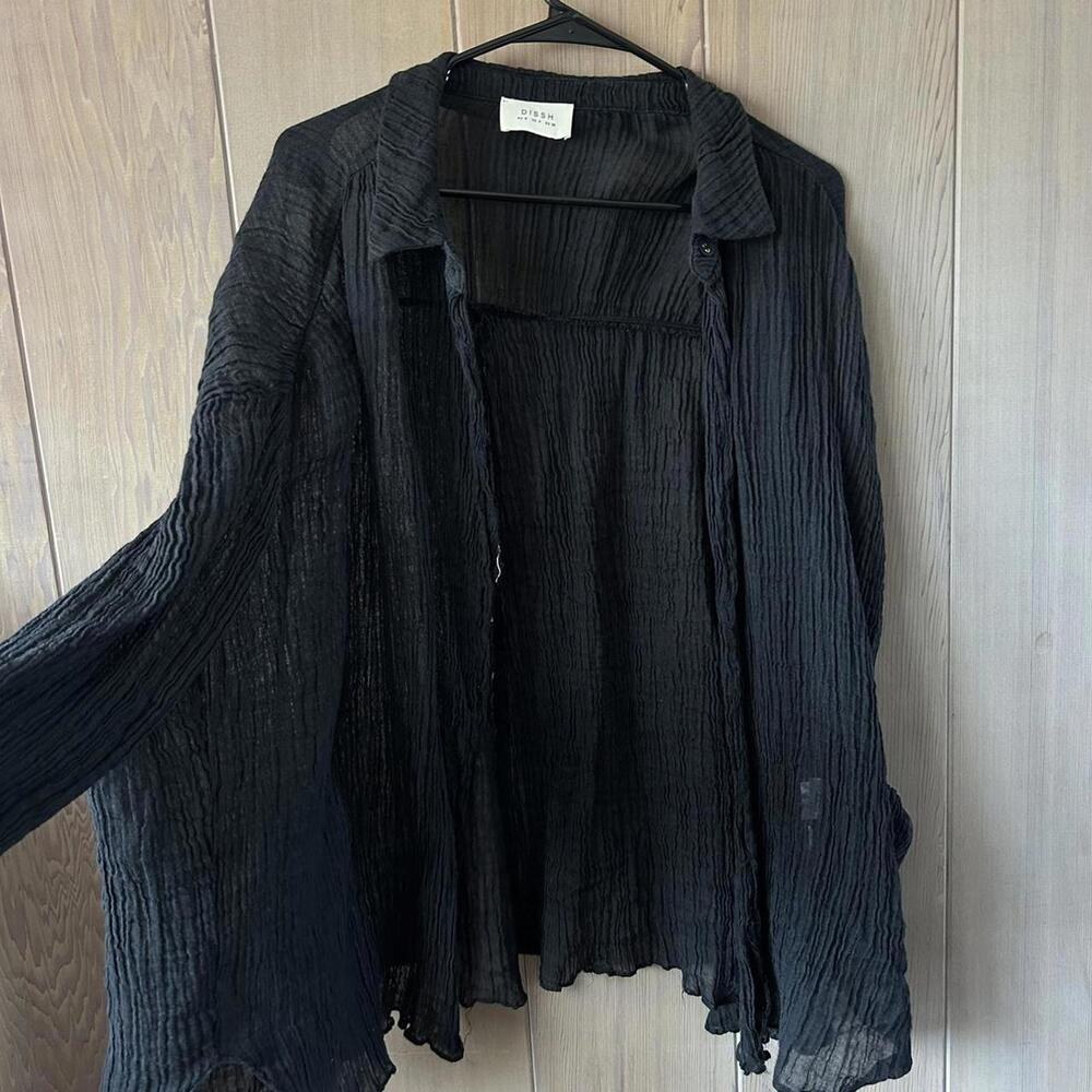 DISSH Black Linen Cover Up